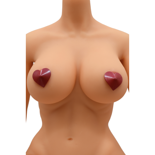 Cache-tétons en métal rouge en forme de cœur - 202000106