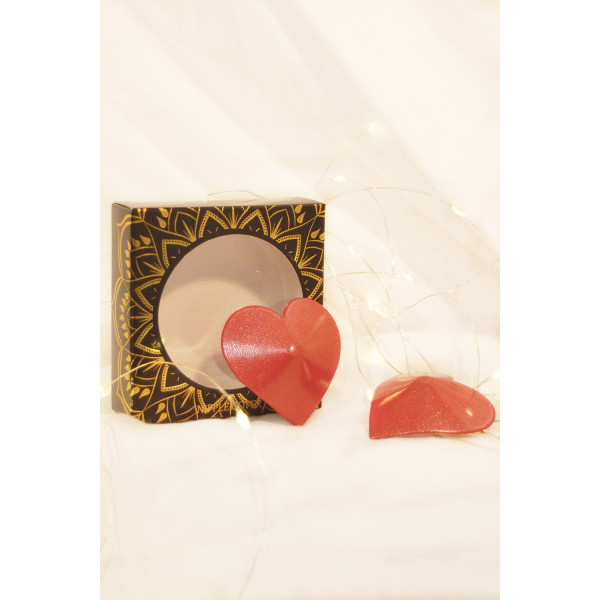 Cache-tétons en métal rouge en forme de cœur - 202000106