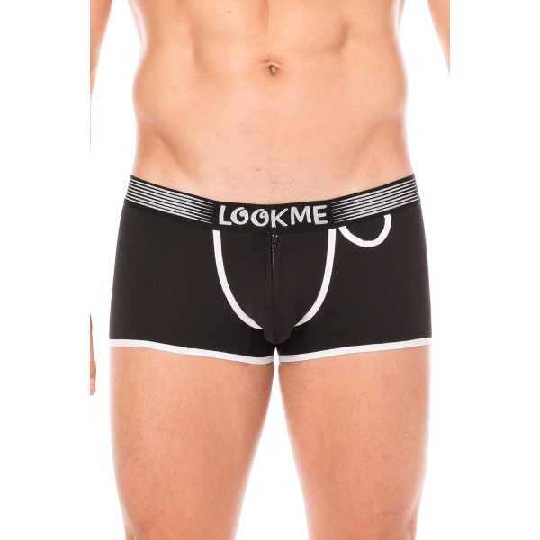 Mini Pant noir échancré avec zip - LM2003-68BLK