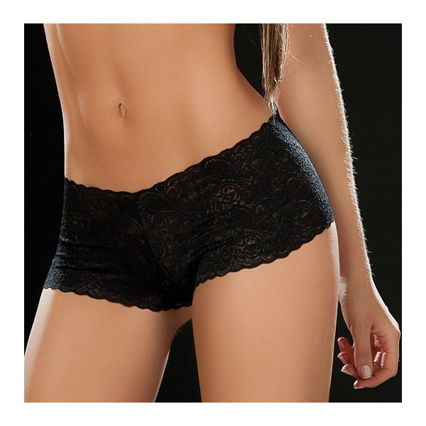 Boyshort en dentelle 90' Black - MAL90BLK