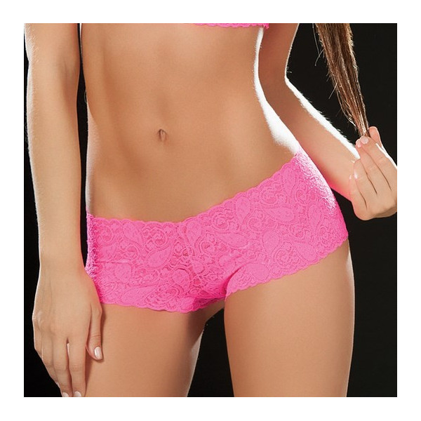 Boyshort en dentelle 90' Hot Pink - MAL90PNK