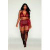 Ensemble 4 pièces grande taille soutien gorge, tour de cou, string et porte jarretelles rouge - DG11776XGAR