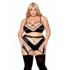 Ensemble grande taille avec Soutien-gorge, jupe porte-jarretelles, string  - DG13377XBLK