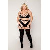 Ensemble grande taille avec Soutien-gorge, jupe porte-jarretelles, string  - DG13377XBLK