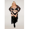 Ensemble grande taille avec Soutien-gorge, jupe porte-jarretelles, string  - DG13377XBLK