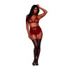 Ensemble 4 pièces soutien gorge, tour de cou, string et porte jarretelles rouge - DG11776GAR