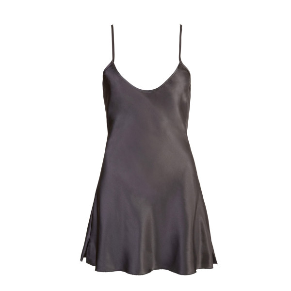 Nuisette courte en satinée noire brillante avec dos nu - R2750007