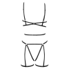 Ensemble 3 pièces soutien-gorge harnais, porte-jarretelles et string - R24805221101