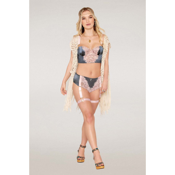 Ensemble soutien-gorge et culotte porte-jarretelles vintage - DG13223CHA