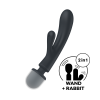 2 en 1 Vibromasseur rabbit et wand noir USB Triple Lover Satisfyer - CC597825