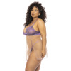 Nuisette grande taille couleur lavande et chair Verona, en dentelle et résille transparente - MAL7540XLLCN