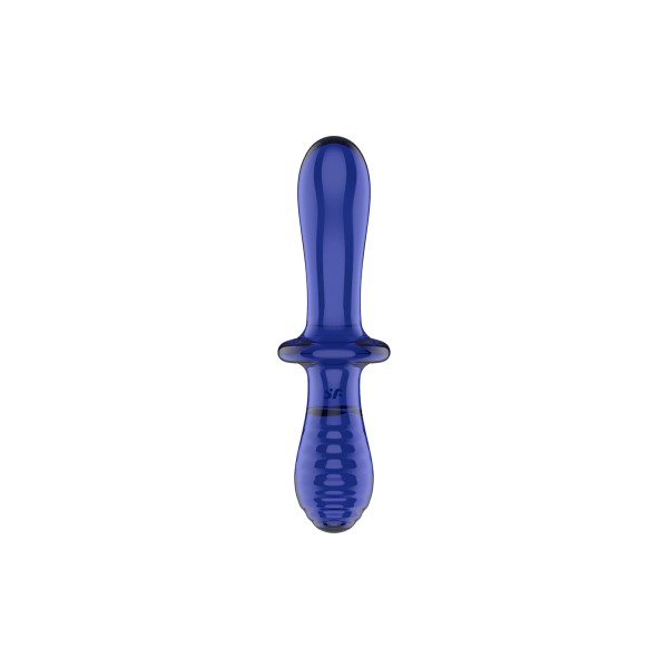 Gode en verre borosilicaté massif bleu Double Crystal Satisfyer - CC597828
