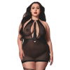 Nuisette grande taille avec porte jarretelles et fouet - DG13704XBLK