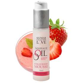 "Huile de Massage Mousse de Fraise - 100% Naturelle, 50ml" - SEZ003
