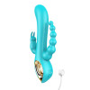 Vibromasseur Rabbit Bleu avec Chapelet Vibrant - Triple Stimulation