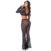 Top et pantalon en dentelle florale noire - MAL1915BLK