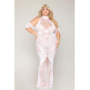 Robe bodystocking, grande taille, en résille t dentelle blanche - DG0490XWHT