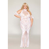 Robe bodystocking, grande taille, en résille t dentelle blanche - DG0490XWHT