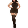 Bodystocking noir grande taille effet guêpière avec dentelle - DG0035XBLK
