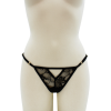 String noir avec bijou perle  strass dorés - PA06MBLK