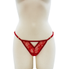 String rouge avec bijou perle  strass dorés - PA06MRED