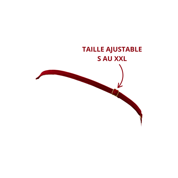 String rouge avec bijou perle  strass dorés - PA06MRED