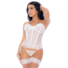 Ensemble 4 pièces blanc, bustier, string et 2 jarretières - MAL8933WHT