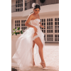 Ensemble 4 pièces blanc, bustier, string et 2 jarretières - MAL8933WHT