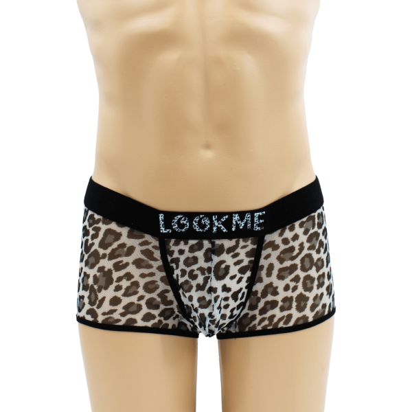 Boxer en résille imprimé léopard gris - LM2501-67GREY
