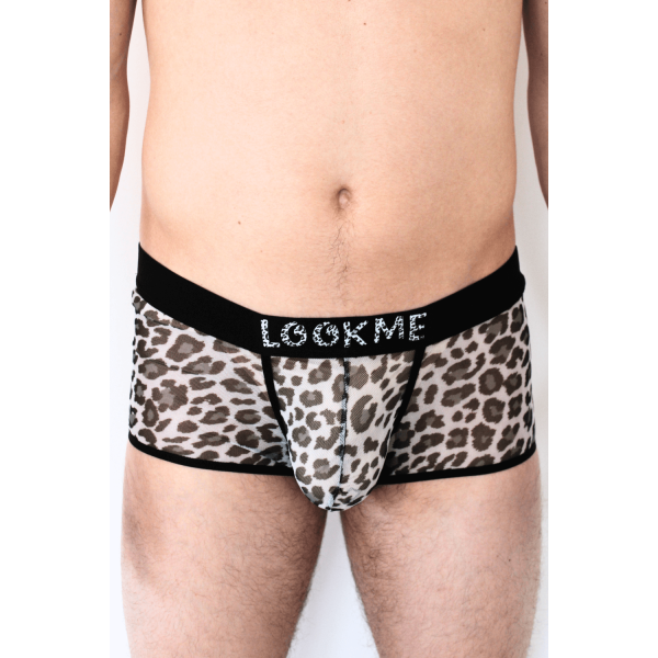 Boxer en résille imprimé léopard gris - LM2501-67GREY