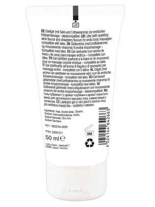 Lubrifiant et gel de massage végétalien comestible goût fraise/vin pétillant 50ml - R625744