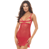 Nuisette résille rouge avec chaîne dorée et string - REN51017-TRED