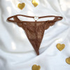 String taupe en dentelle avec bijou cœur doré - PA02MBRW