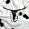 String Noir Dentelle & Chaîne Dorée avec Bijou – Réglable