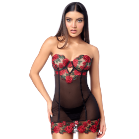 Babydoll brodé à armatures & dos lacé – Mapalé