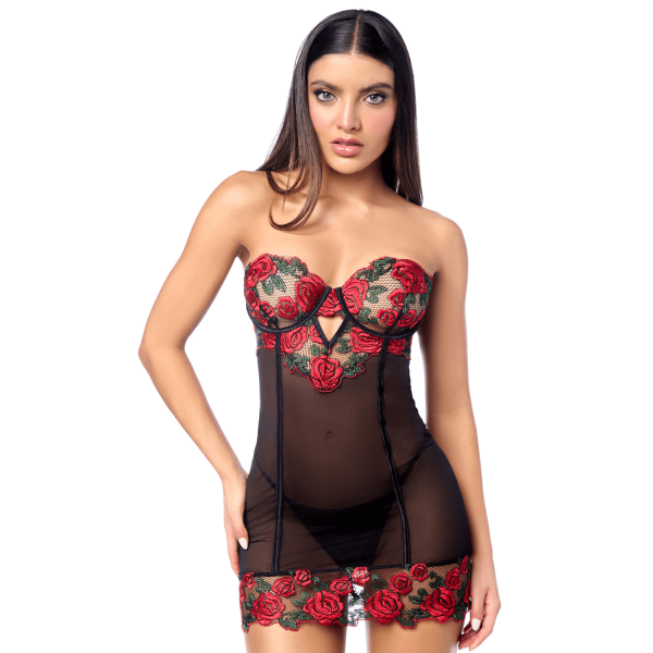 Babydoll brodé à armatures & dos lacé – Mapalé
