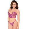 Ensemble sexy 2 pièces bustier  string en dentelle satinée - MAL8948PKAG