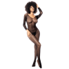 Combinaison manches longues en résille noire - MAL1102BLK