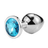 Plug Anal Large Aluminium avec Bijou Bleu