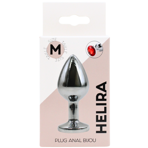 Plug Anal Medium Aluminium avec Bijou Rouge