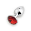 Plug Anal Medium Aluminium avec Bijou Rouge