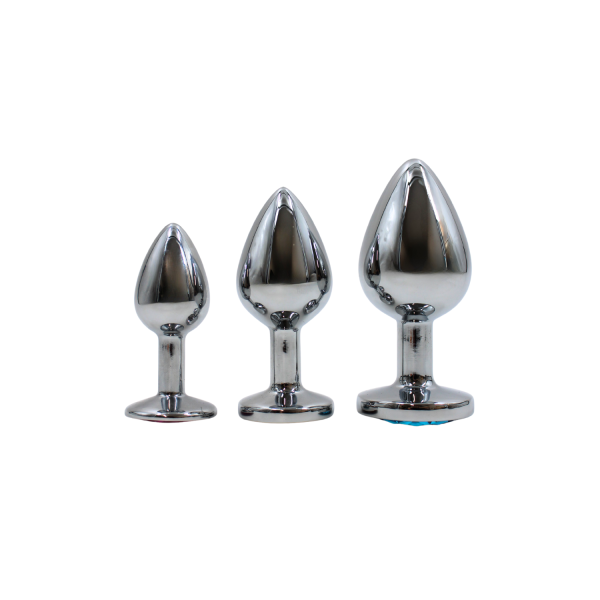 Plug Anal Medium Aluminium avec Bijou Rouge