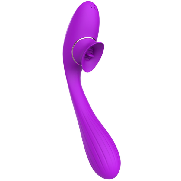 Stimulateur Clitoridien avec langue  Vibromasseur Point G 2-en-1 DISA Violet Cœur Ardent - WS-NV025