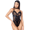Body sexy en dentelle avec laçage avant et tour de cou - MAL8958BLK
