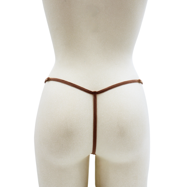 String en dentelle taupe ouvert avec chaînes dorées - PA01MTAUPE