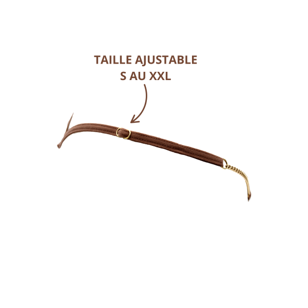 String en dentelle taupe ouvert avec chaînes dorées - PA01MTAUPE