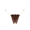 String en dentelle marron ouvert avec chaînes dorées - PA01MBRW