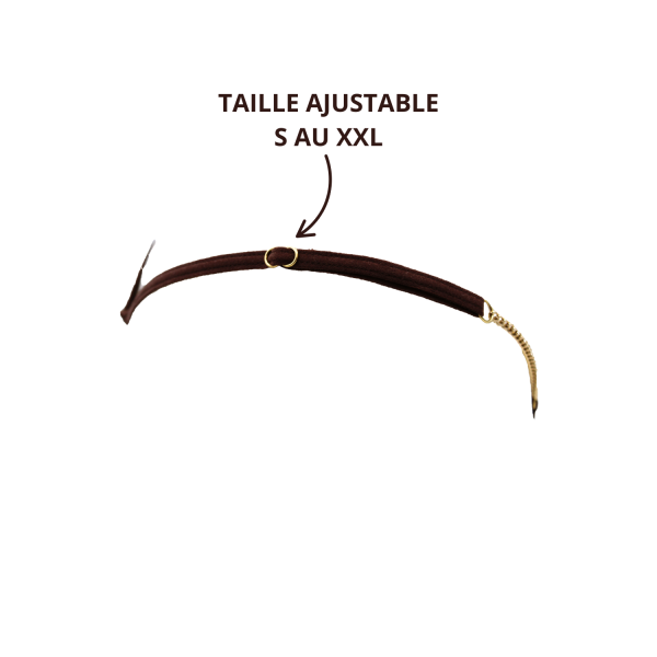 String en dentelle marron ouvert avec chaînes dorées - PA01MBRW