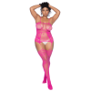Combinaison grande taille en résille rose - MAL1105XNPK