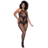 Combinaison grande taille en résille noire - MAL1116XBLK